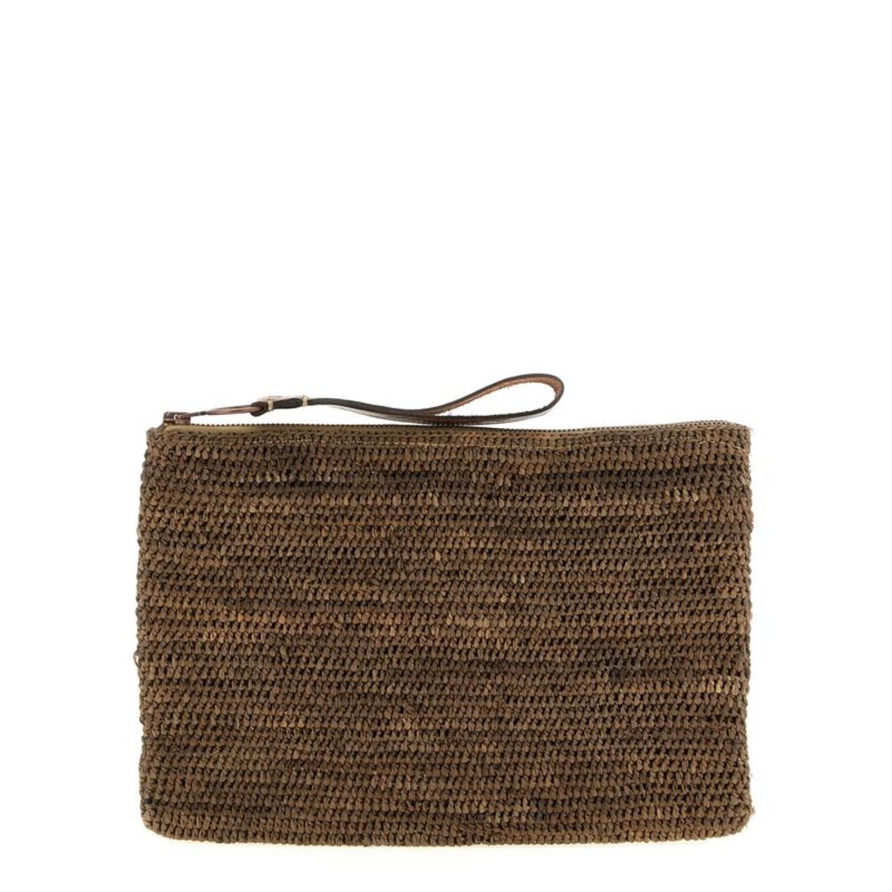 Ibeliv Brown Raffia Clutch Women's Bag